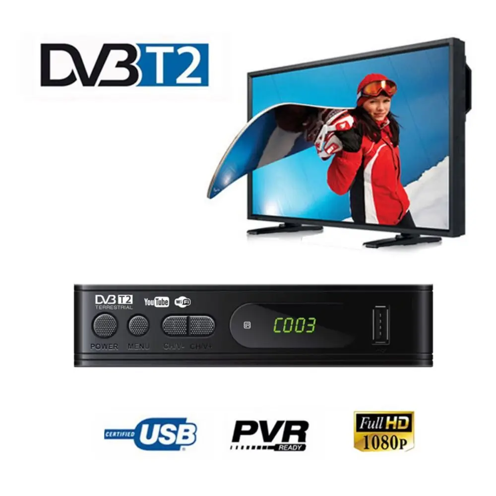 

DVB-T2 Tuner Digital Satellite TV Receiver 1080P Decoder DVB-C U009 HDTV Set Top Box MPG4 STB Youtube Freeview