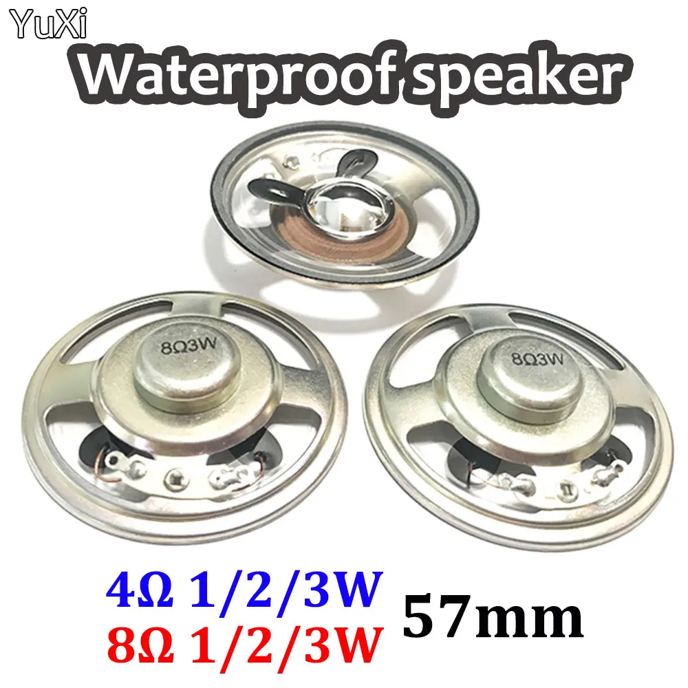 YUXI 2 adet 4 Ohm 8 Ohm 1/2/3watt su geçirmez hoparlör 4R 1 1W 2W 3W çapı 57MM hoparlör 5.7CM