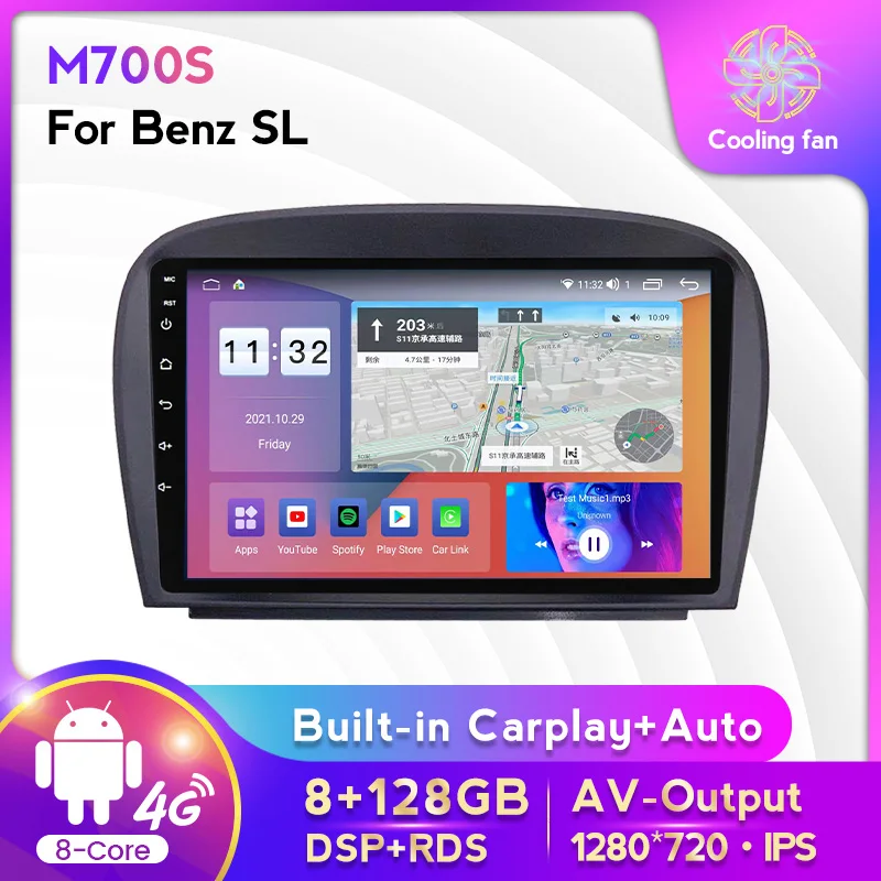 

8+128G Android 12 Car Radio Audio Multimedia Player For Mercedes Benz SL R230 SL350 SL500 SL55 SL600 SL65 4G Net Carplay WIFI BT