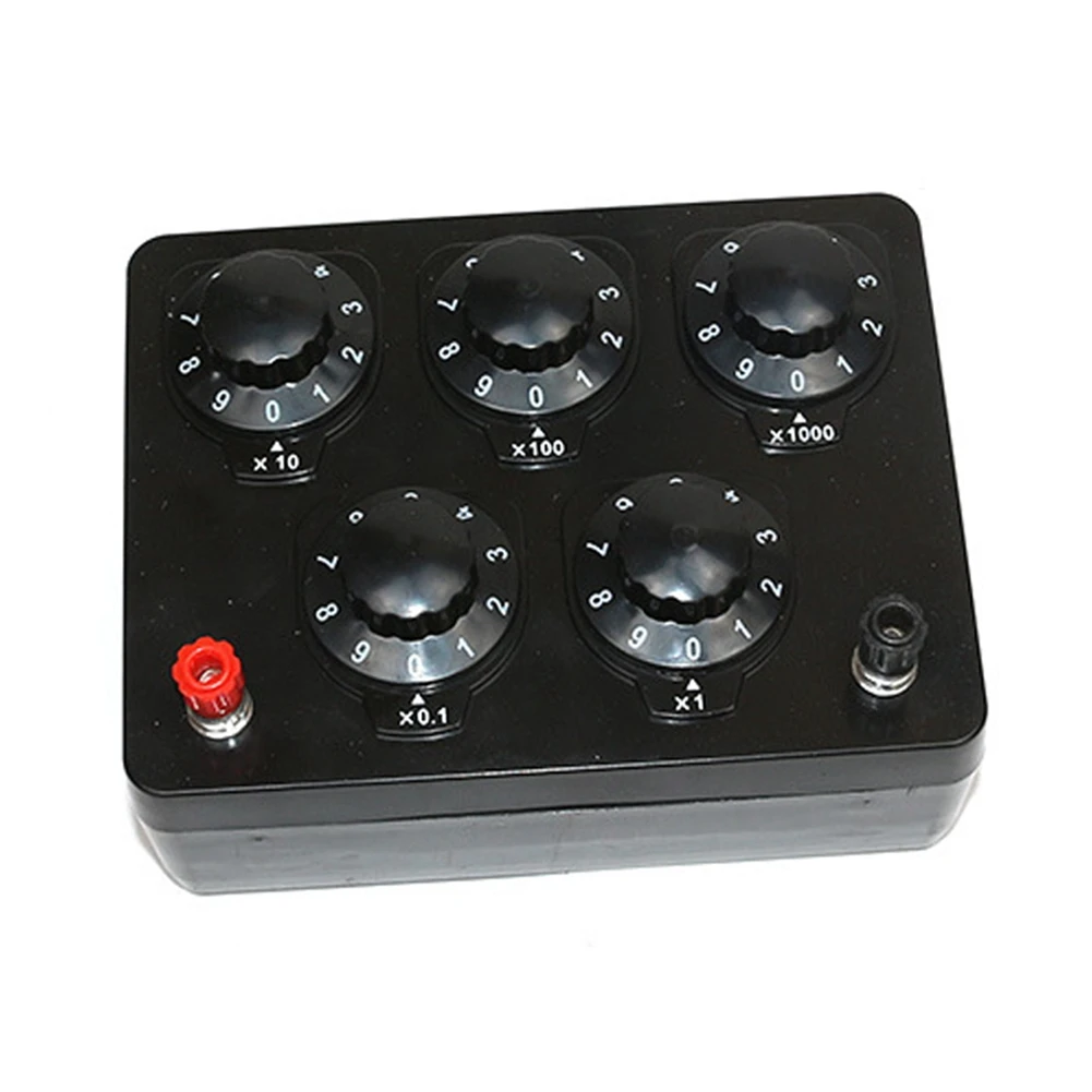 

Черный блок сопротивления с переменным декадным резистором, блок сопротивления 0-9999,9 Ом, физическое и электрическое экспериментальное оборудование