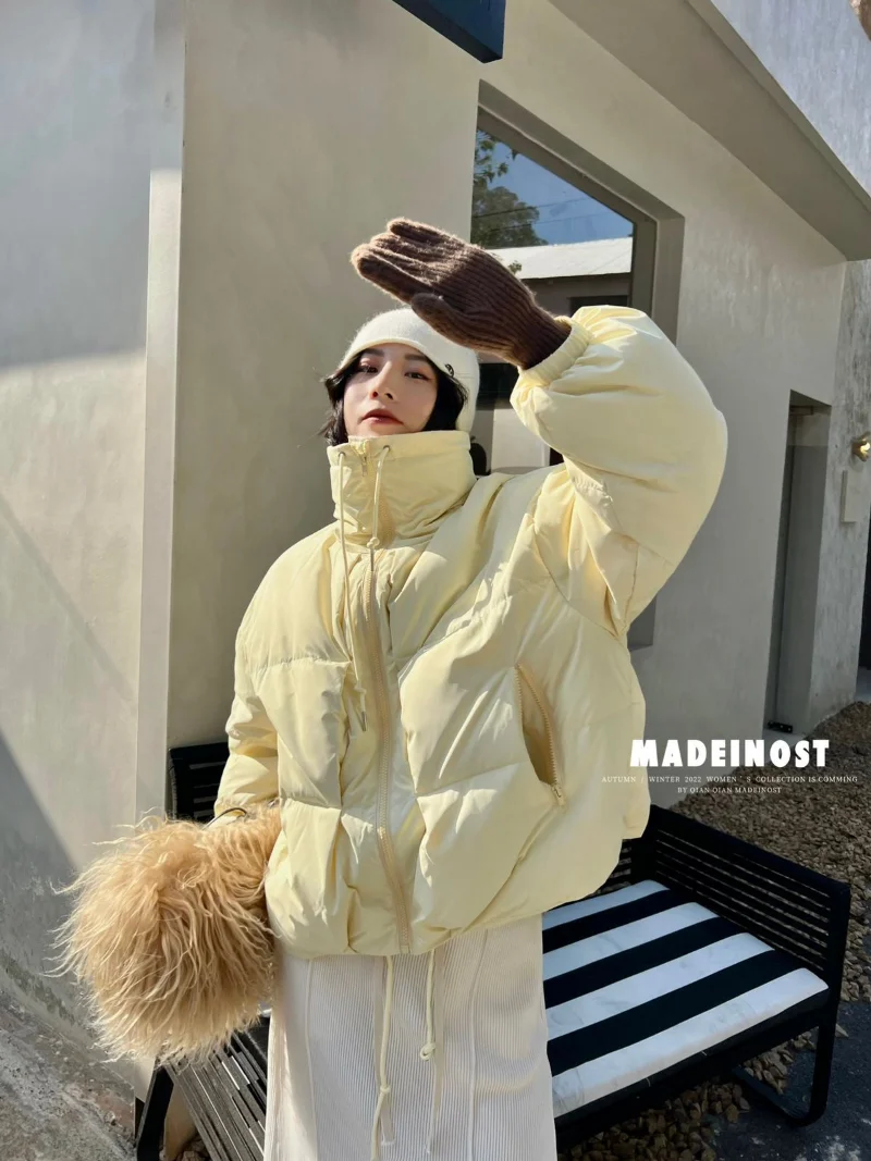 Winter Everything with Down Jacket New Solid Color Thickened Large Lapel Two Wear Cotton Jacket Loose Warm Casual Down Jacket