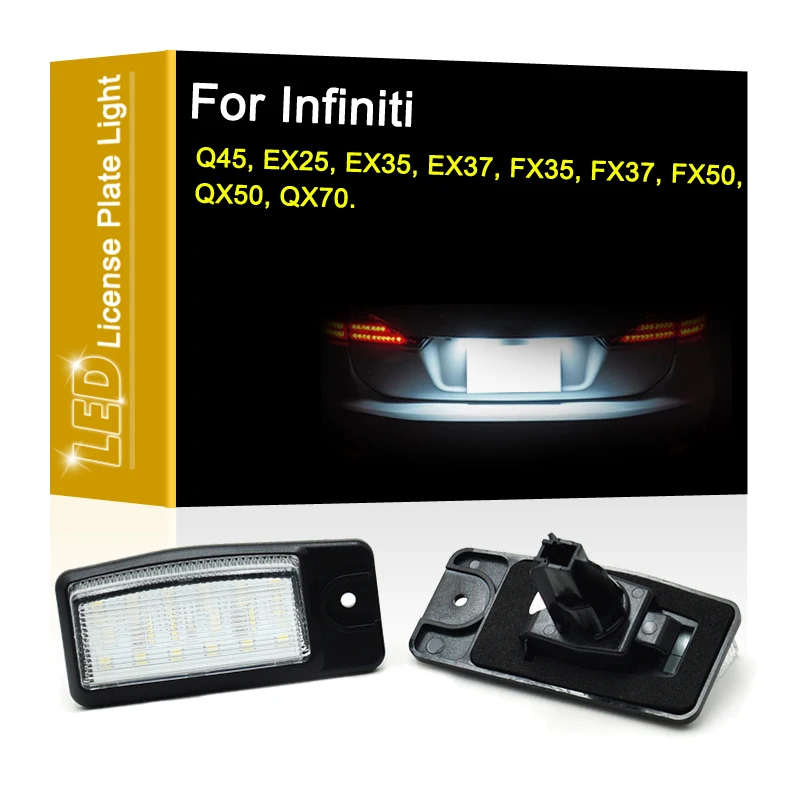 

12V LED Number Plate Lamp For Infiniti Q45 EX25 EX35 EX37 FX35 FX37 FX50 QX50 QX70 White License Plate Light Assembly