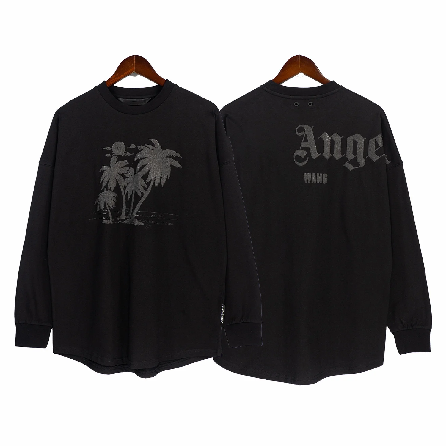 

Palms Angels Summer and autumn coconut tree printing pattern casual loose cotton round neck long sleeve T-shirt for men women