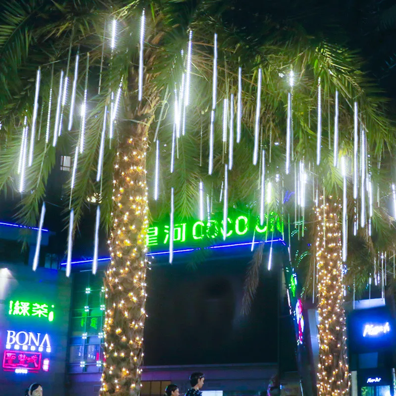 

LED Meteor Shower Lights Outdoor Decor Garden Rain Drop Falling Fairy String Lights for Christmas Party Holiday Lighting 2023