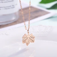 new simple hollowed leaf collarbone chain maple leaf pendant necklace ladies titanium stainless steel necklace necklace jewelry