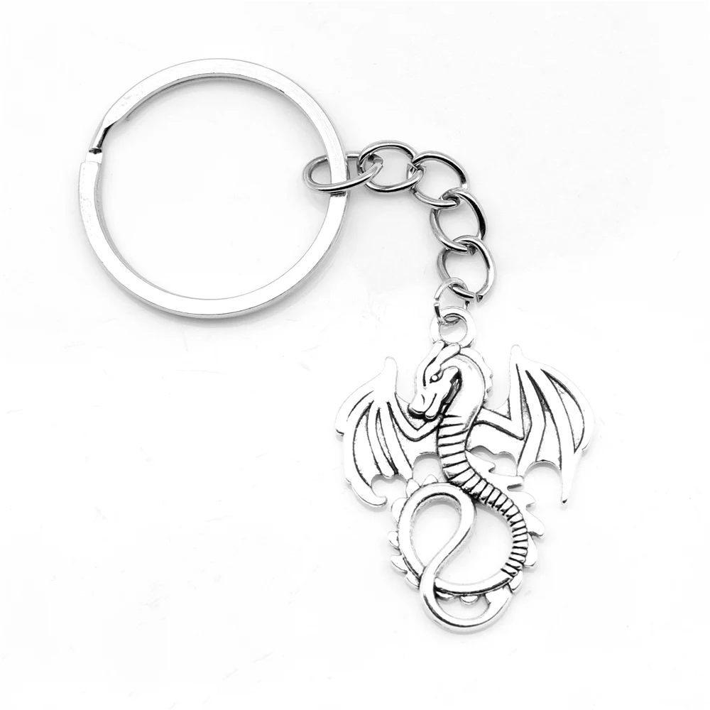

1pcs Antique Silver Color 28x35mm Flying Dragon Keychain Handmade Jewerly Diy