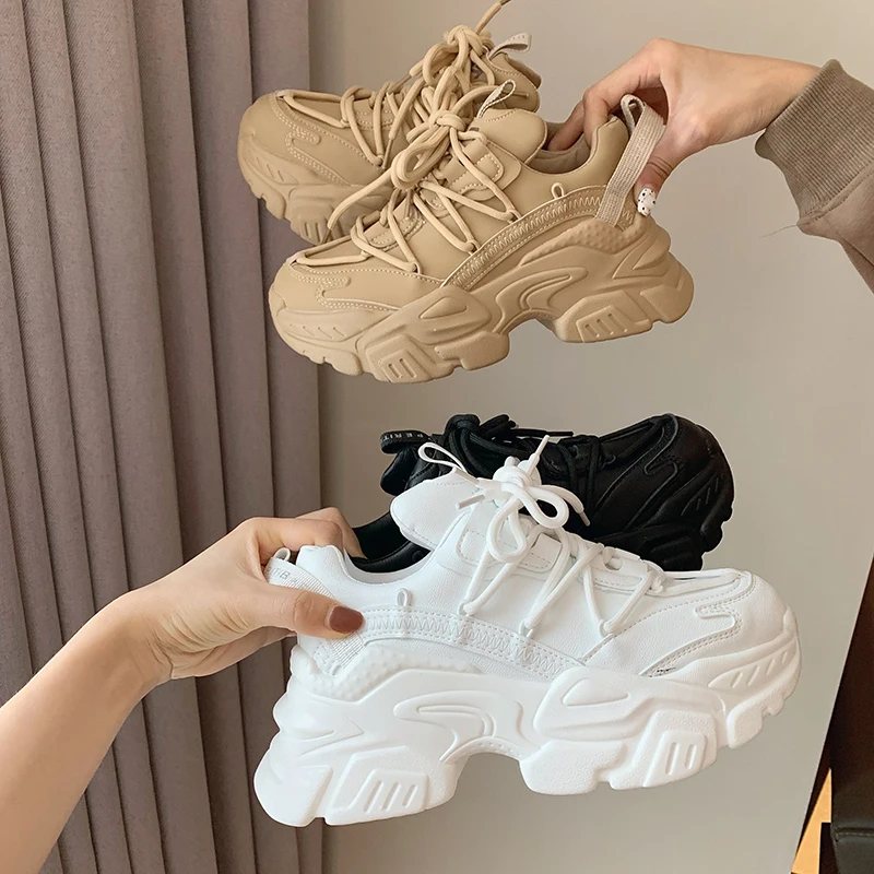 Internal Increase Leather Casual White Ladies Shoes Trainer Platform Sneaker Womens Zapatillas Mujer