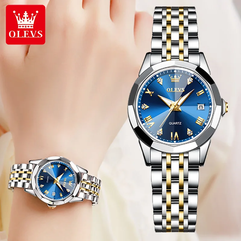 Часы OLEVS женские кварцевые брендовые элегантные с ромбовидным зеркальным