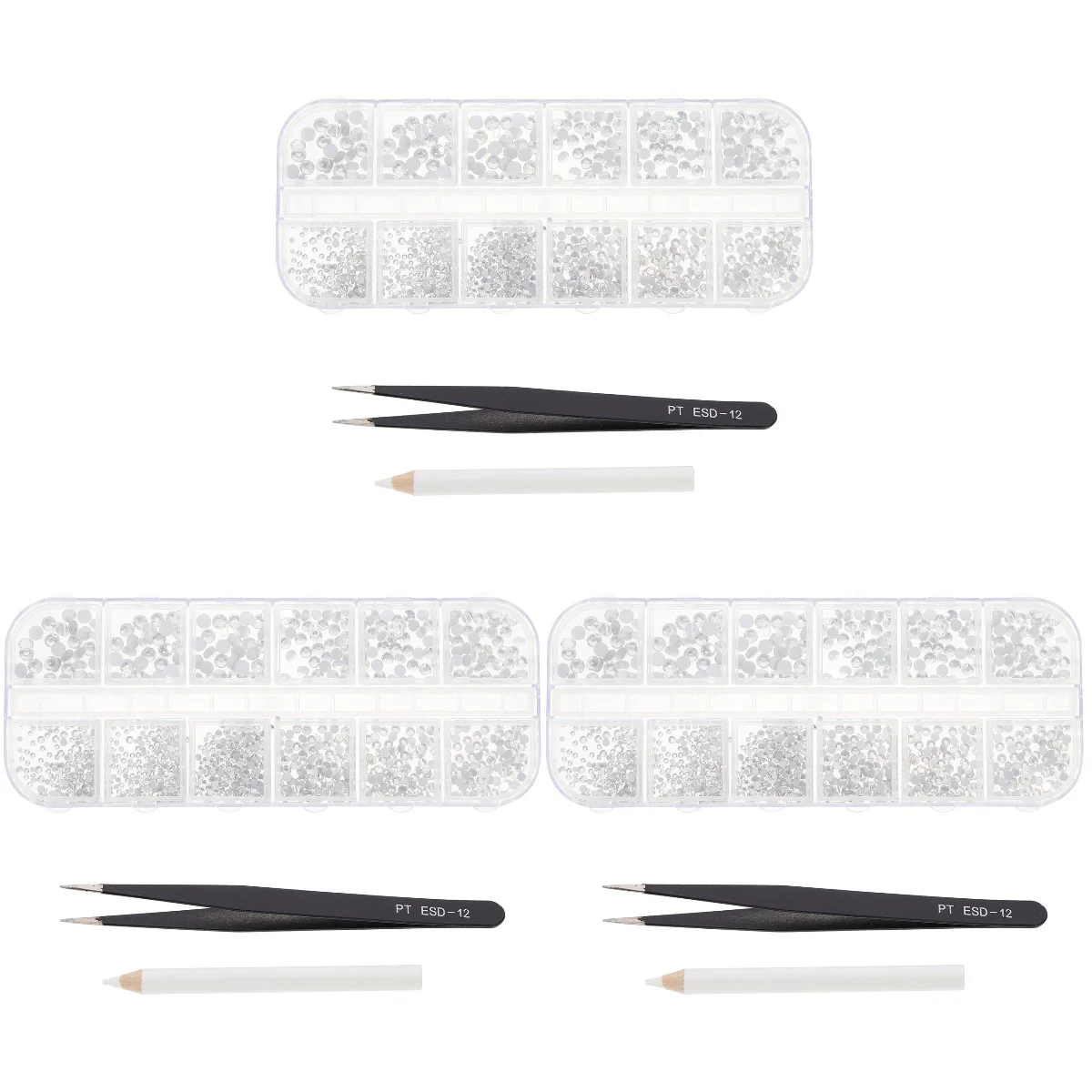 

3 Sets Nail Art Decors Plastic Rhinestone Nail Accessories DIY Manicure Ornaments