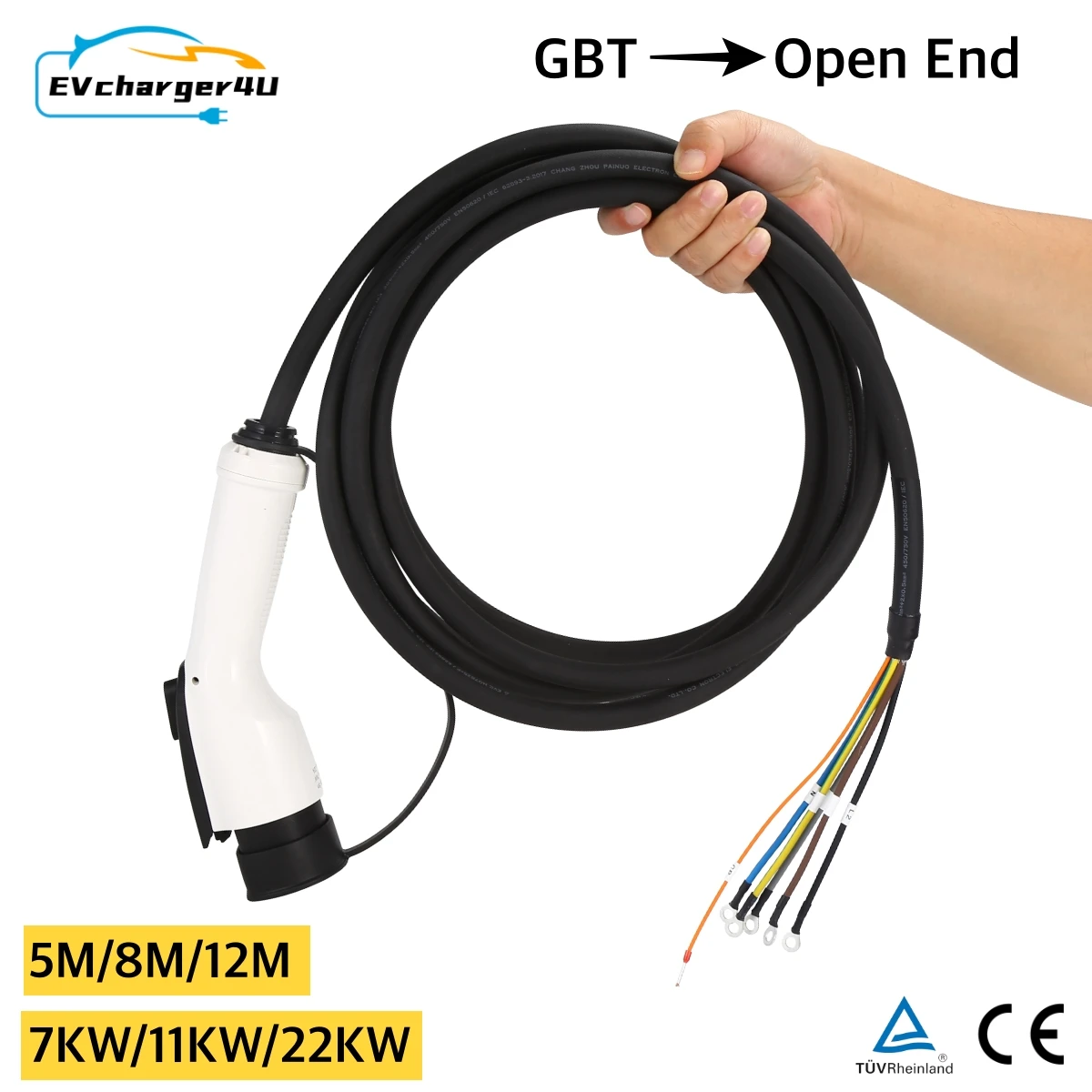 

EVcharger4U 7KW 11KW 22KW GBT Кабель для зарядки EV Мужской GB/T для открытия провода для зарядной станции электромобилей