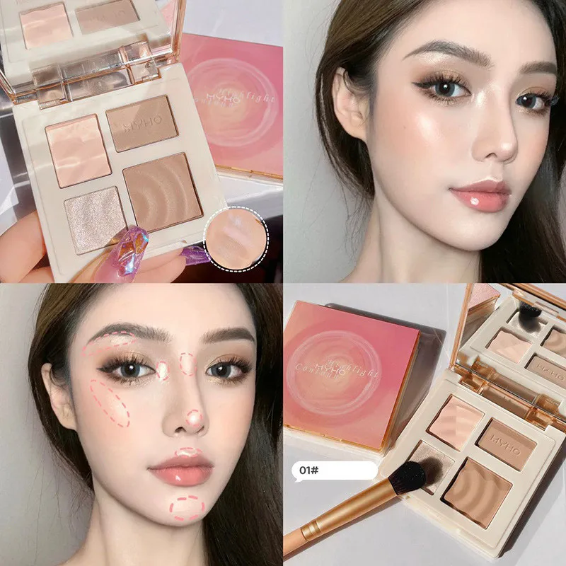 

4Color Bronzer Highlight Contour Shading Powder Face Brighten Matte Nose Shadow Multifunctional Makeup Palette HOT