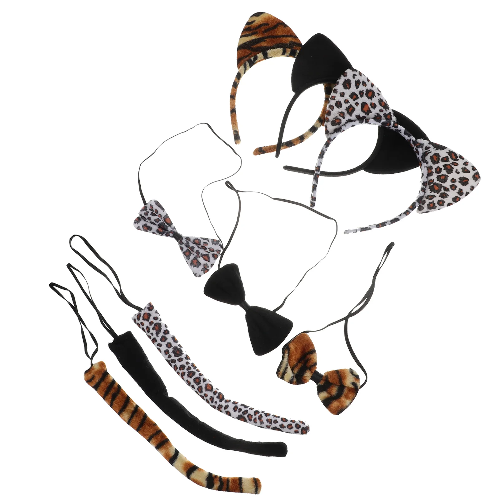 

9 Pcs/ Animal Ear Headband Tail Kids Halloween Ears Hairband Performance Prop Fabric Miss