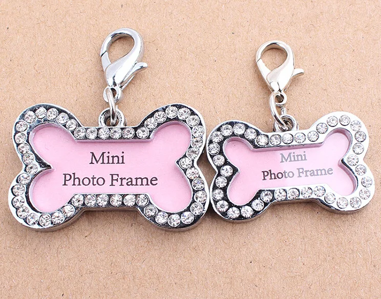 Dog Tag DIY Waterproof Inlaid with Diamond Bone Pet Identity Card Cat Accessories Supplies for Small Dogs |
