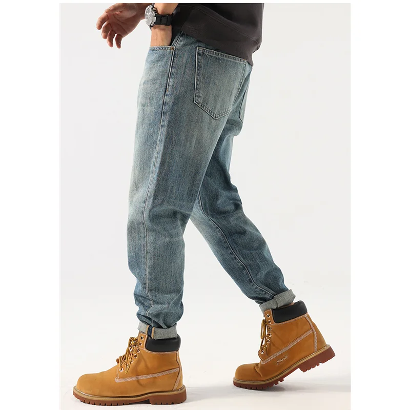 Streetwear Men 2022 New Pattern Vintage Loose Blue Haren Pants Fashion Small Straight Cylinder Jeans Autumn and Winter Female