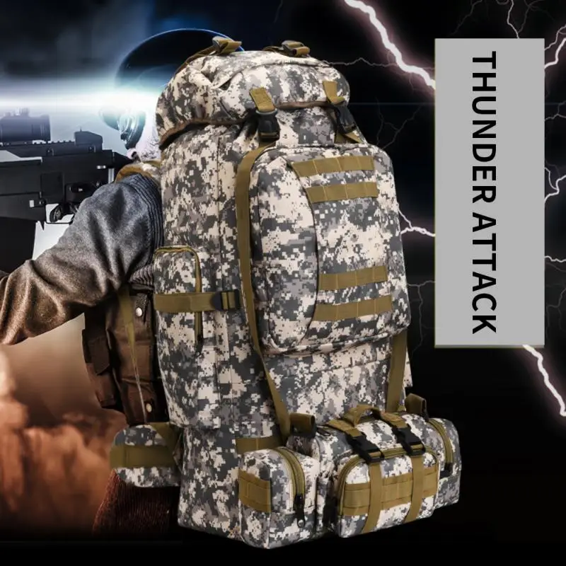 

80L Large Capacity Backpack Nylon Waterproof Military Tactics Molle Army Bag Men Backpack Rucksack for Hike Travel Backpacks