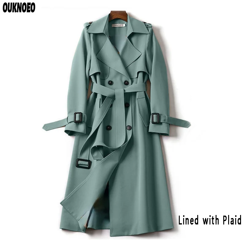 

Spring Women Plaid Lined Long Windbreaker Thin Fashion Korean Casual Autumn Loose Jacket Raincoat 2023 Women Trench Coat