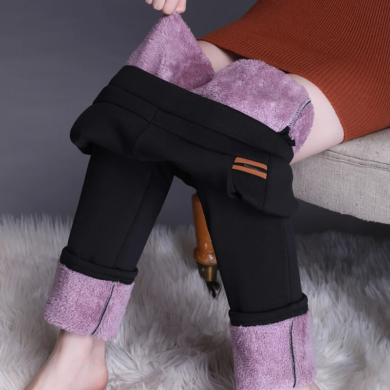 

Женские флисовые брюки-карандаш с высокой талией, зимние теплые облегающие леггинсы 2022, черные утепленные брюки Y2N, женские бархатные брюки 2073