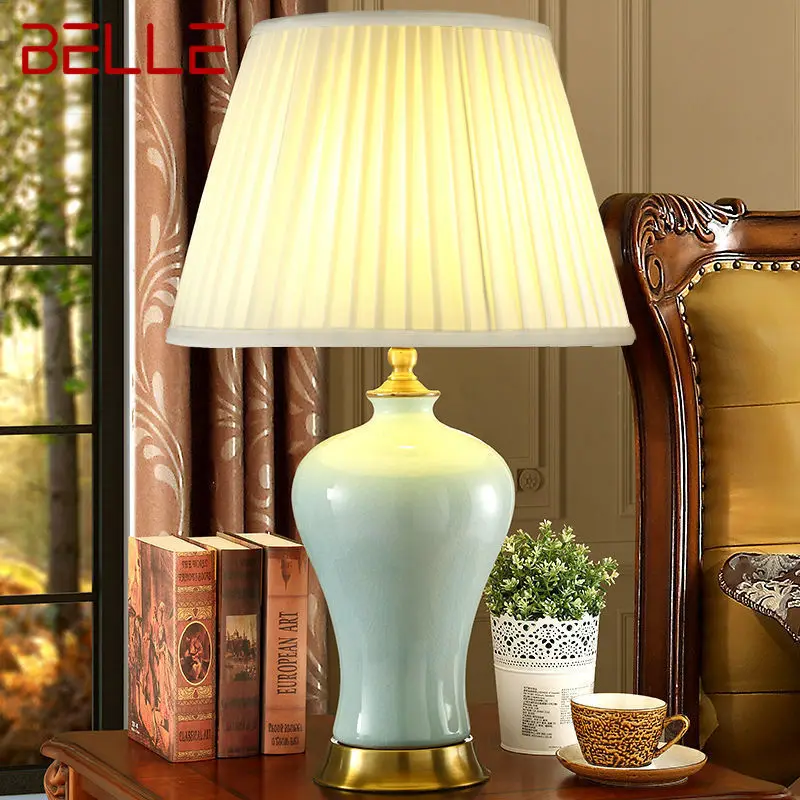 

BELLE Modern Ceramics Table Lamp LED Nordic Creative Fashion Simple Bedside Desk Lights for Home Living Room Bedroom