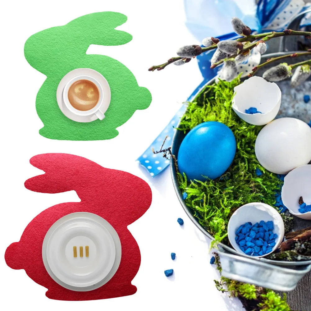 

Cute Easter Bunny Bowl Dish Cup Placemats Washable Heat-Resistant Non-Slip Rabbit Place Mat For Dining Table Set Of 4 9.25 X