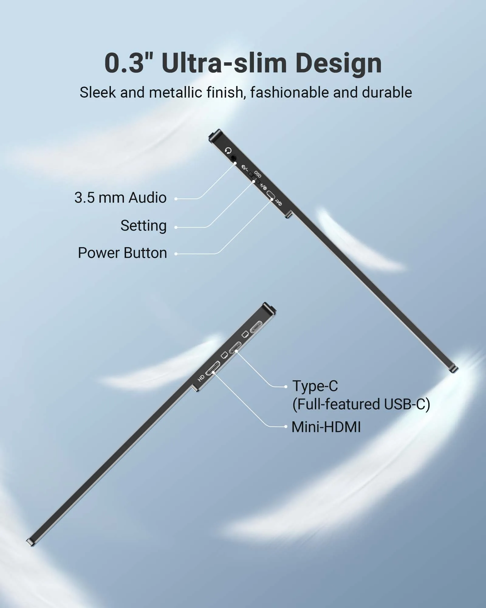 15.6-дюймовый портативный монитор Slim FHD IPS HDR LCD USB-C Type C Travel для ноутбука телефона xbox Switch PS4 Eye Care On.