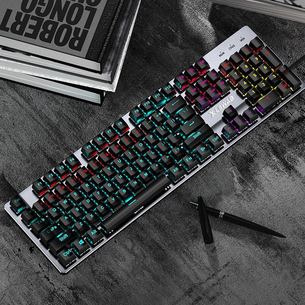 

Игровая Механическая проводная клавиатура с 104 клавишами, игровая клавиатура для геймера, ноутбука, ПК, Классическая клавиатура