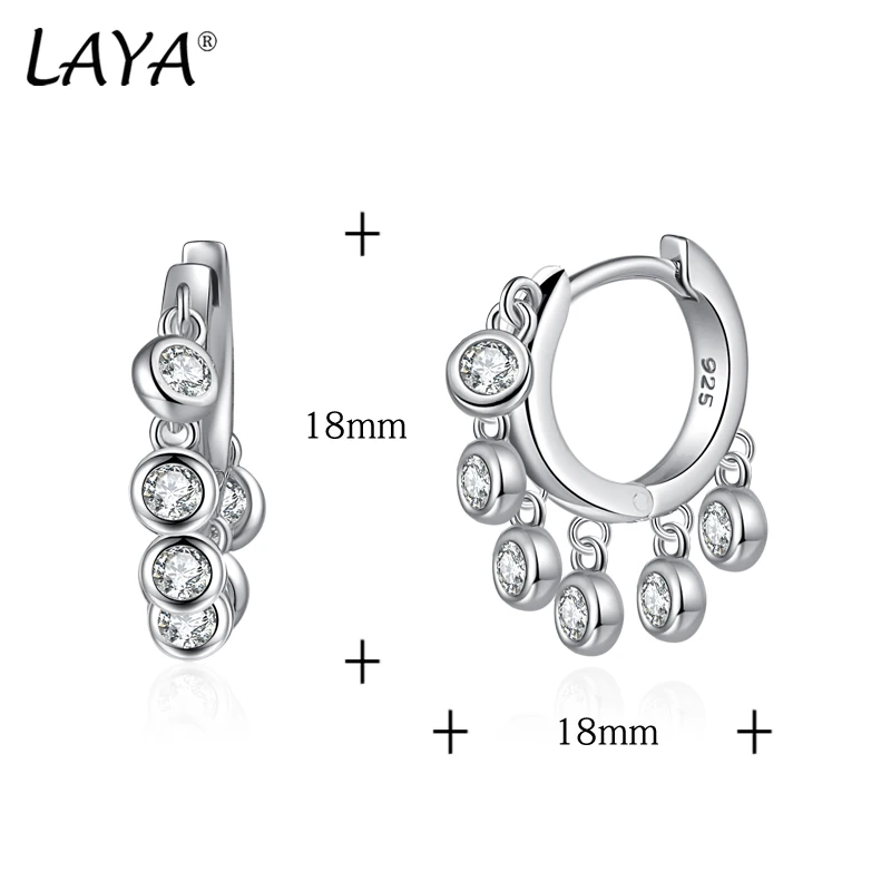 LAYA 100% Стерлингового Серебра 925 Пробы Блестящие Серьги-кольца с несколькими