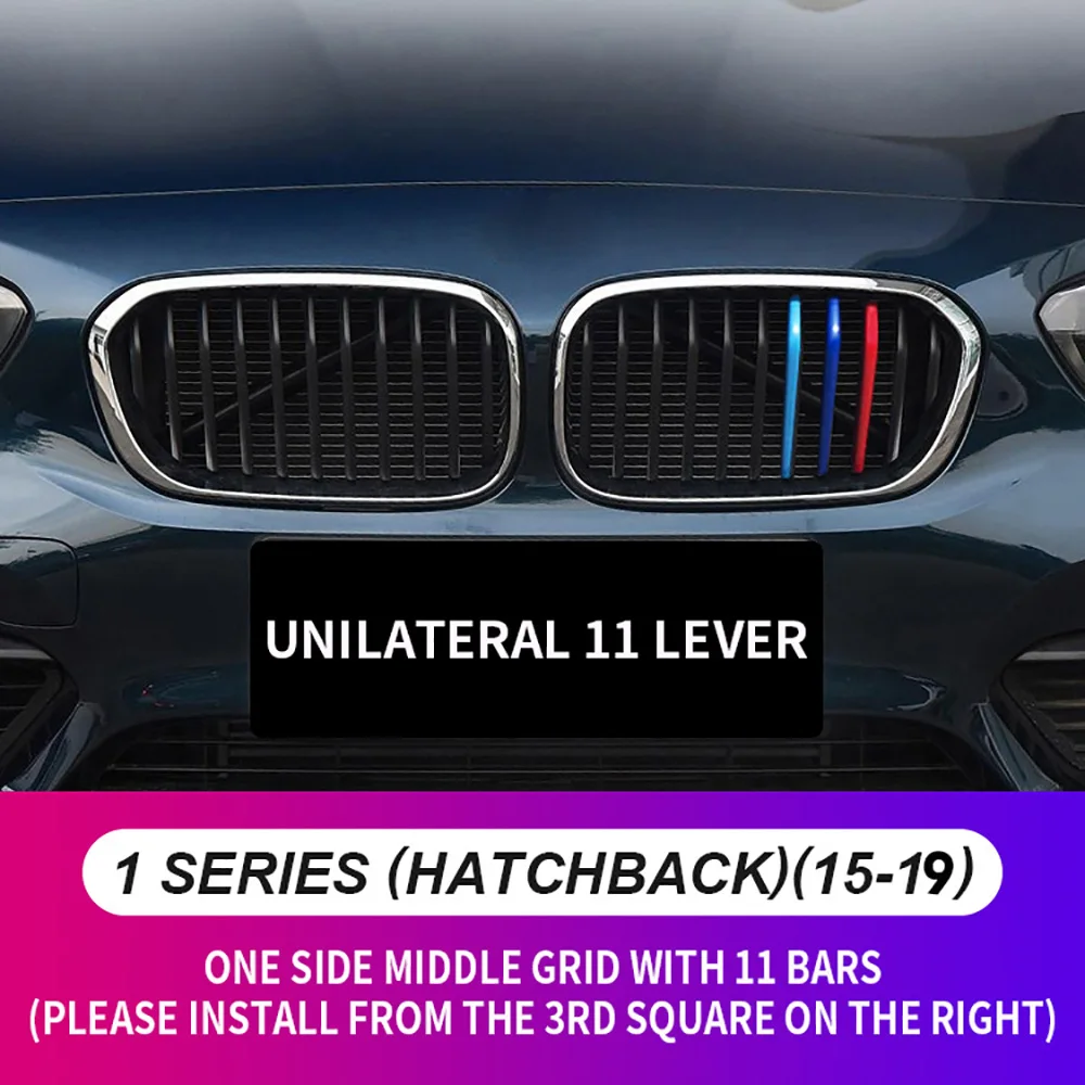 

3Pcs Auto Front Grille Trim Sport Strips For BMW 1 Series F20 11 Bars 2015-2019 Car Racing Grille Decoration Cover Clip Sticker