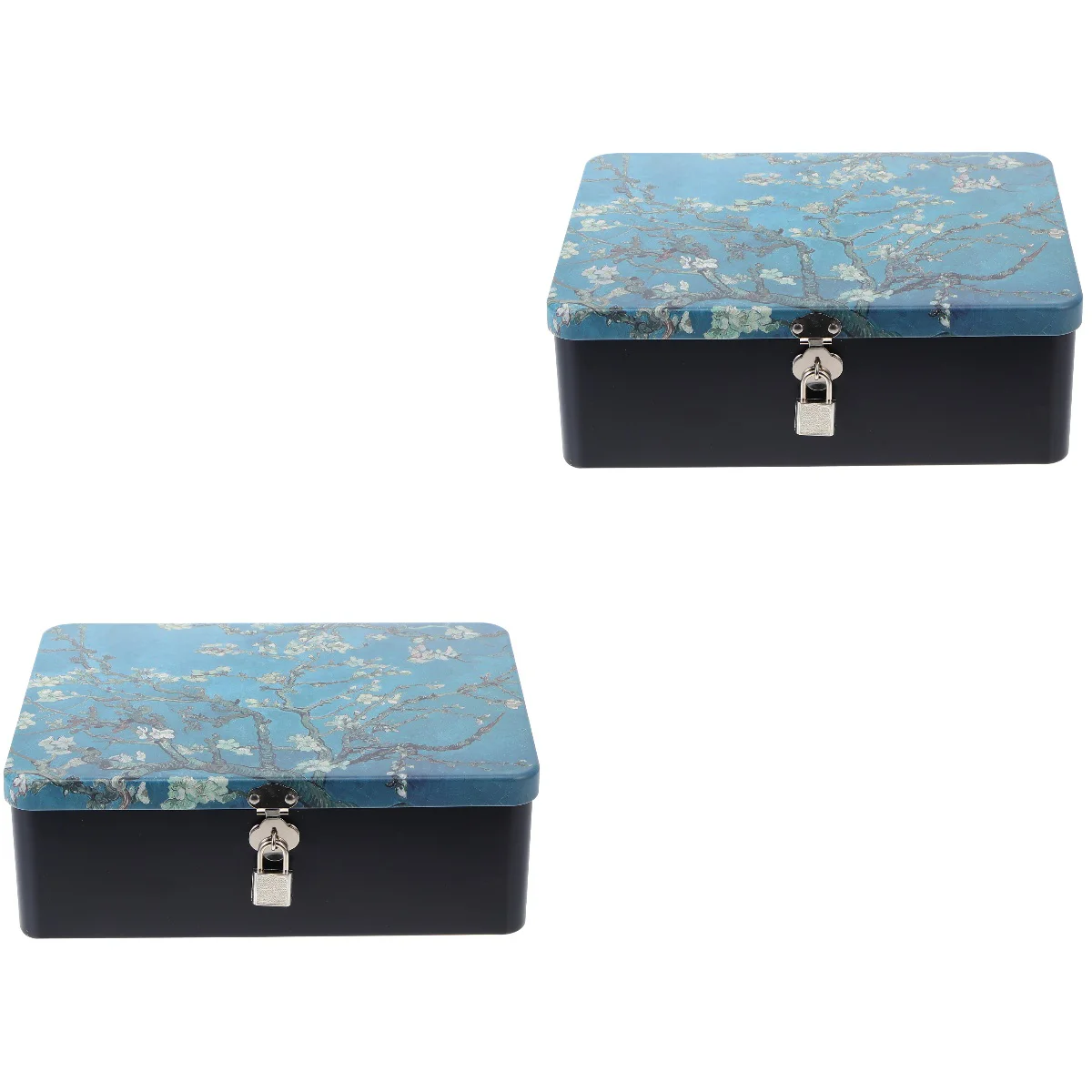 2 Sets of Storage Box Retro Style Gift Case with Padlock Keys for Organization