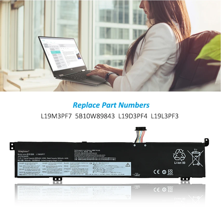 Фото Аккумулятор KingSener L19L3PF3 L19M3PF7 L19D3PF4 для ноутбука Lenovo Ideapad Creator 5-15IMH05 Gaming 3-15ARH05 Series 4000 мАч №2