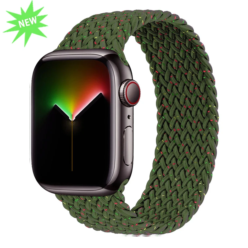 

Braided solo loop for Apple Watch Series 7 band 45mm 44mm 41mm 38 42 Nylon FABRIC Elastic apple Watch Strap se 6 4 5 3 40mm Band