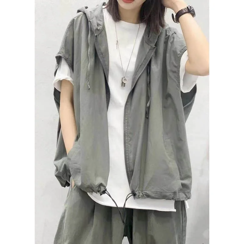 Жилет женский с капюшоном хлопково-Льняная однотонная винтажная повседневная