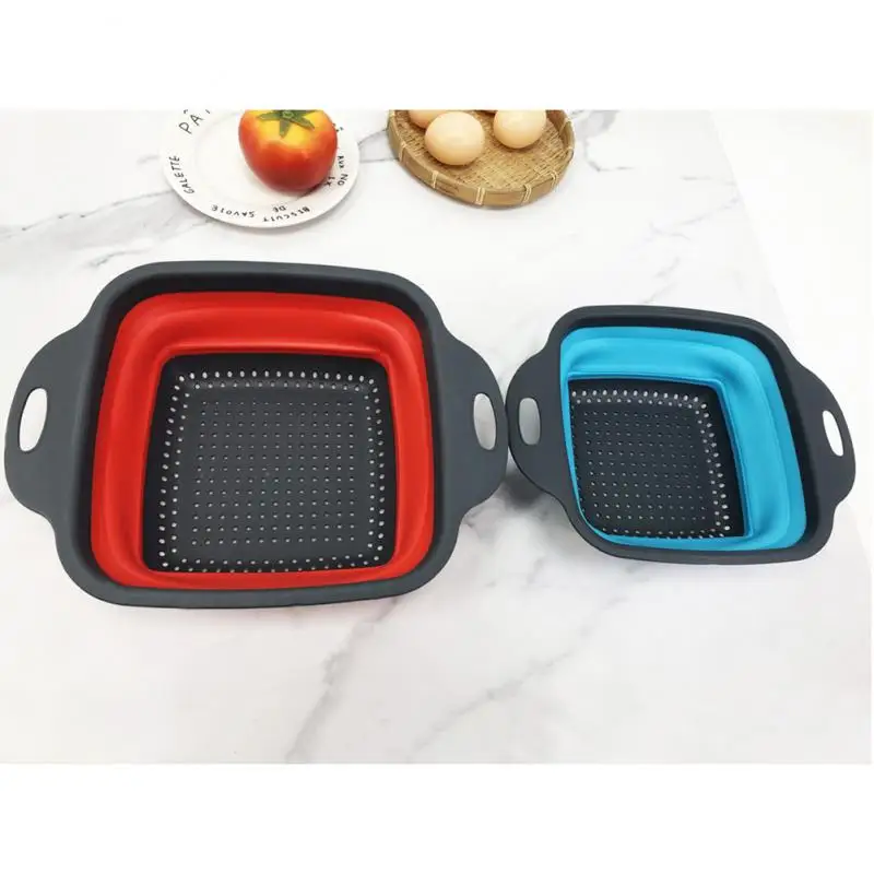 

Folding Strainer Square Collapsible Colander Silicone Fruit Vegetables Washing Drain Basket Camping Item Portable Kitchen Basket