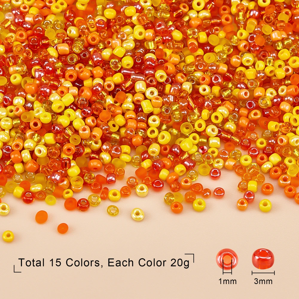 1Box 3mm Mixed Color Glass Seed Beads Round Loose Spacer Bead for Jewelry Making Necklace Bracelet Earring DIY Craft Supplies