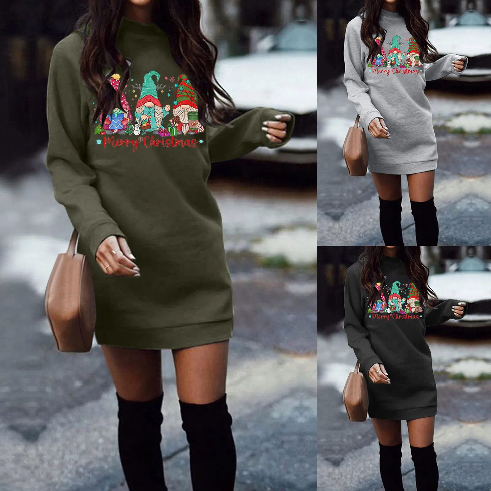 

Suitable Dress For Women Dress Christmas Autumn And Winter Round Neck Long Sleeve Solid Color Casual Summer Clothes