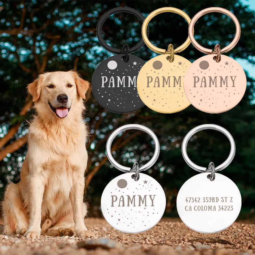 

Personalized Dog ID Tag Anti-lost Pet Name Shiny Planet Tags Free Engraving for Puppy ID Collar Nameplate Pendant for Pet Dog