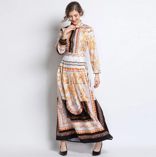 

Женское летнее платье с длинным рукавом, с принтом