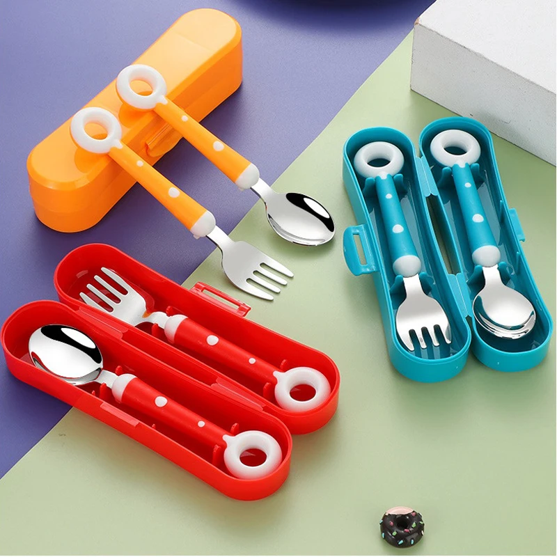 

kids Baby Gadgets Lollipop Baby Spoon Fork Children Utensil Stainless Steel Toddler Dinnerware Cutlery Infant Feeding Tableware