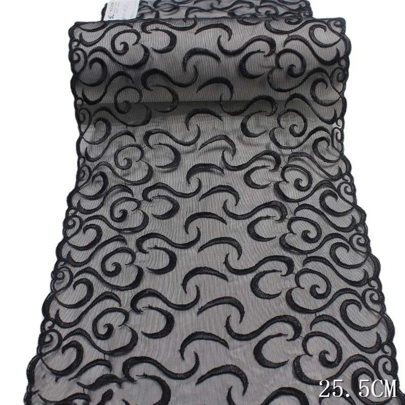 28 ярдов, вышивка, тюль, кружевная ткань, «сделай сам», для шитья платьев, черные кружевные ткани для нижнего белья, игольчатая работа, ширина 25,5 см