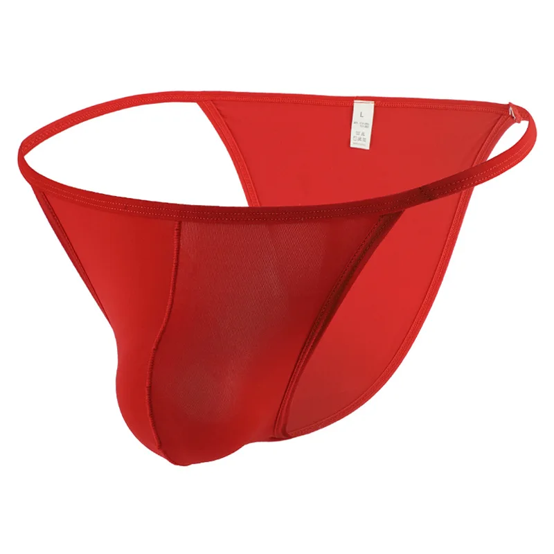 Men's Briefs Nylon Thin String Breathable Ice Silk Panties High Fork Underwear U convex Sexy Male Lingerie Comfortable Panty 3XL