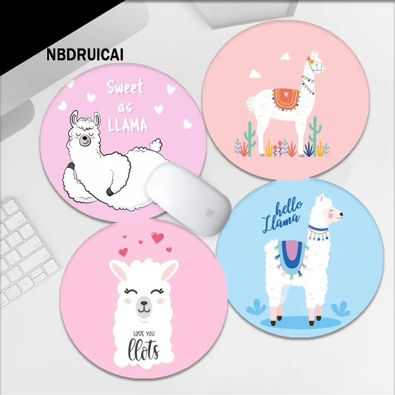 

Alpaca Small Round Office Computer Desk Mat Table Keyboard Big Mouse Pad Laptop Cushion Non-slip Office Desk Accessories