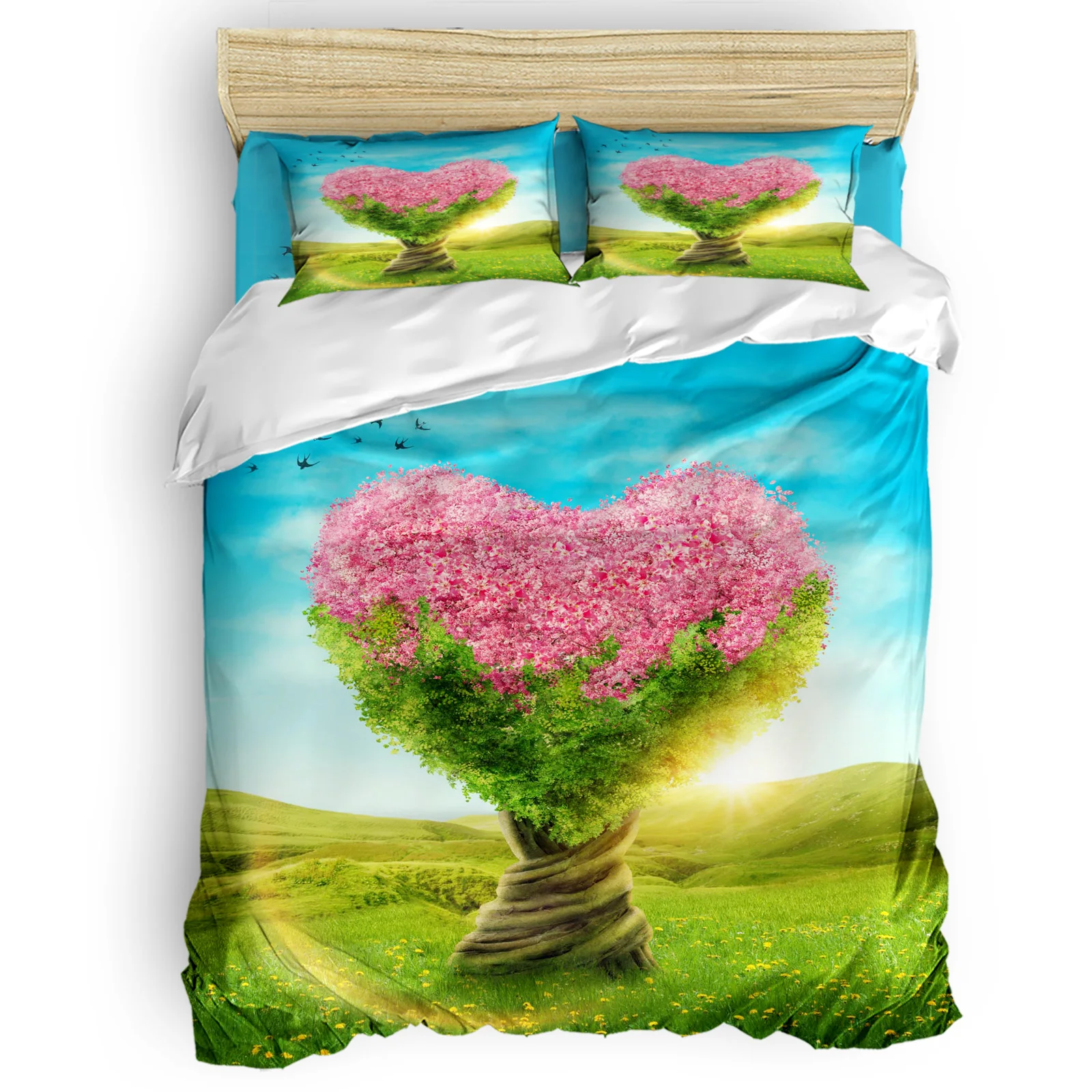 

Милые солнечные горы, птицы, красивые удобные товары для дома, роскошный пододеяльник для спальни, кровати, 2/3/4 шт.