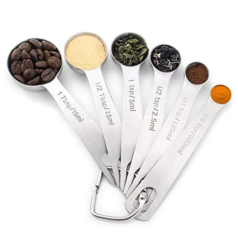 

Stainless Steel Measuring Spoons Cups Set Spoons Measuring Tools with Bonus Leveler Etched Markings 6Pcs 7Pcs/Set Kitchen Tools