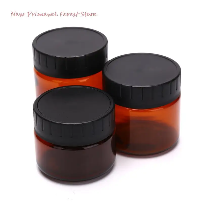 

Good Plastic brown PP Refillable Facial Cream Jar Makeup Container Cosmetic Packaging Brown Wide Mouth Split Bottling