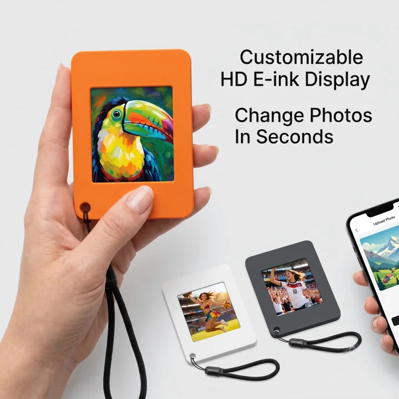 Фото Горячая новинка: NFC-брелок с E-Ink экраном, пассивный, без батареек, с дисплеем E-Paper, для самостоятельной переноски изображений, кольцо-брелок для ключей, для рюкзаков и сумок №5
