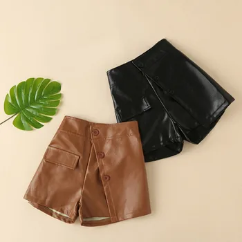 Girls Leggings Cat And Kids Toddler Child Baby Girls Patchwork PU Leather Shorts Pants Girls Chef Pants Cool Pants for Girls 1