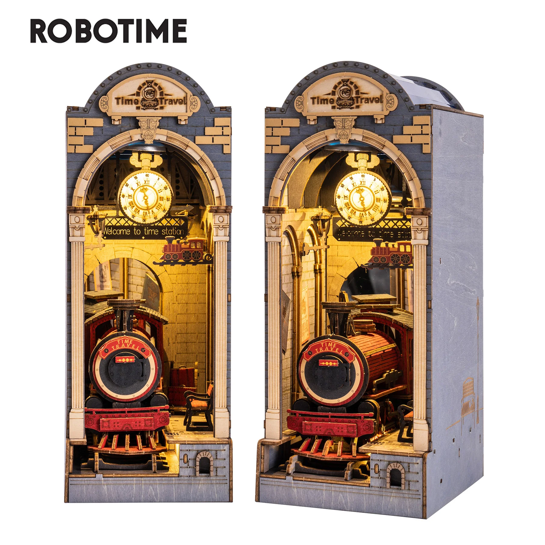 Robotime Rolife DIY Dollhouse Book Nook Time Travel 3D Wooden Puzzle Booknook for Bookshelf Insert Decor - TGB04