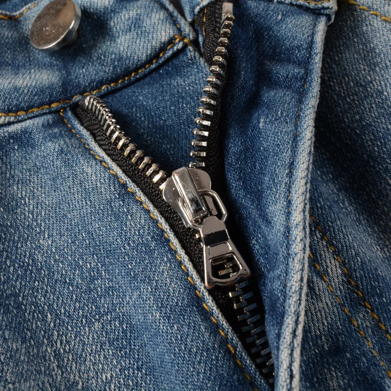 Streetwear Fashion Men Jeans Retro Blue Elastic Slim Fit Ripped Jeans Men Spliced Designer Hip Hop Denim Biker Pants Hombre