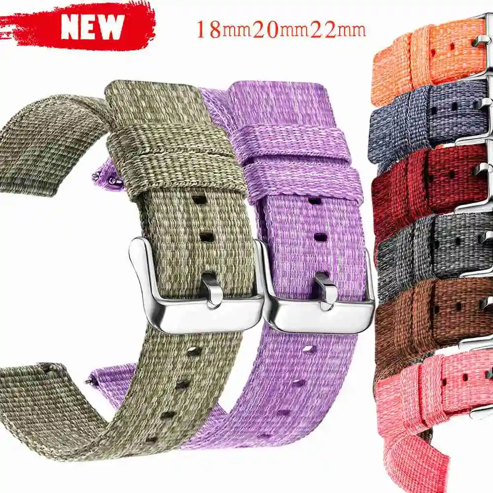 

Nylon 18mm 20mm 22mm Watchband for Samsung Galaxy Watch 4 40mm 44mm Classic 42mm 46mm Gear S3 S2 Bracelet Strap For Amazfit Bip