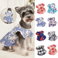 korean floral dog clothes spring summer flying sleeves short dog skirt teddy bear dress puppy dresses chihuahua bulldog skirts
