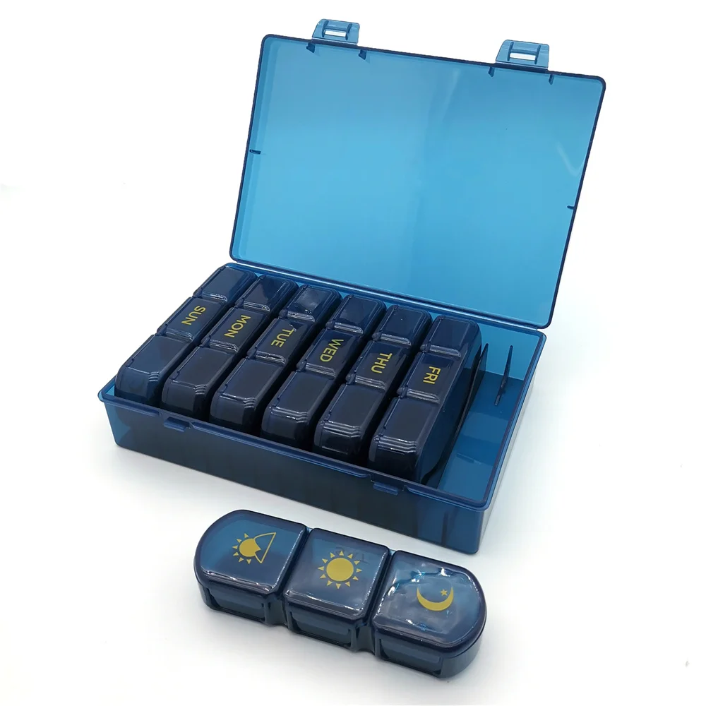 

Weekly Pill Organizer Case 3 Times A Day Portable Travel Pill Box 7 Days with Large Compartments for Vitamins Medicine Fish Oils